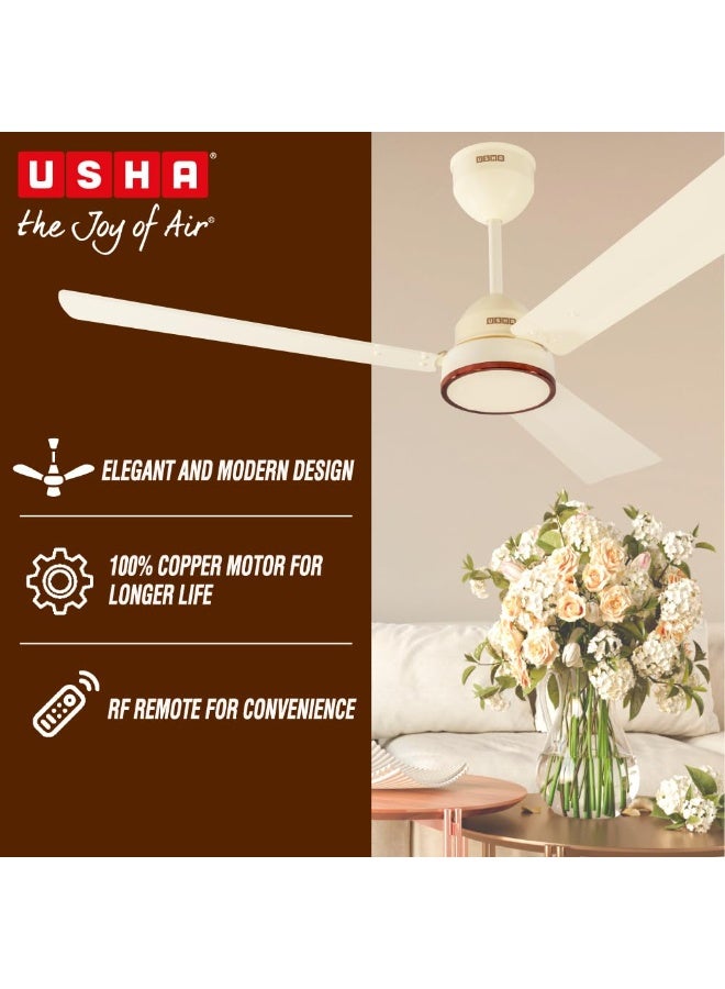 USHA AeroEdge 1200mm BLDC Ceiling Fan with RF Remote | BEE 5 Star Rated Energy Efficient | 100% Copper Motor | High Air Delivery 220CMM | 2 Year Warranty | (Ivory) - Image 4